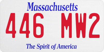 MA license plate 446MW2