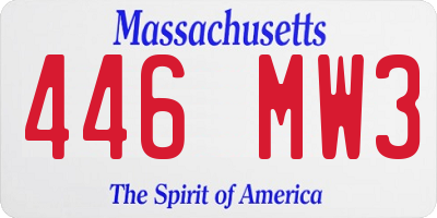 MA license plate 446MW3