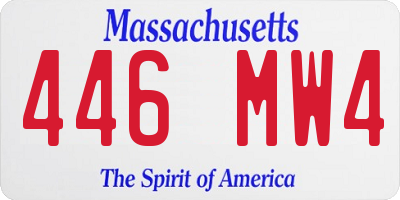 MA license plate 446MW4