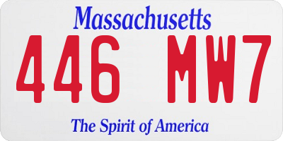 MA license plate 446MW7