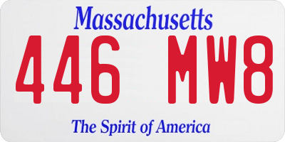 MA license plate 446MW8