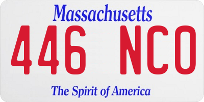 MA license plate 446NC0