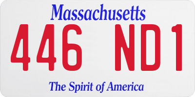 MA license plate 446ND1