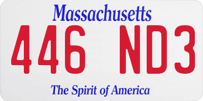 MA license plate 446ND3