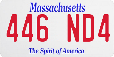 MA license plate 446ND4