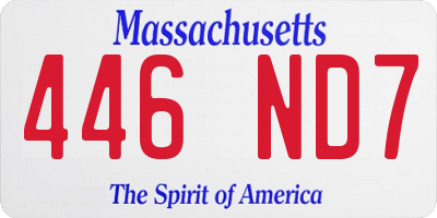MA license plate 446ND7