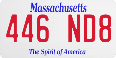 MA license plate 446ND8