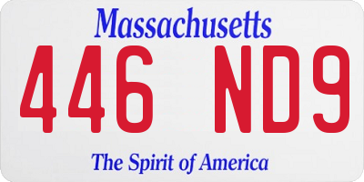 MA license plate 446ND9