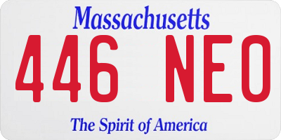 MA license plate 446NE0