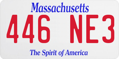 MA license plate 446NE3