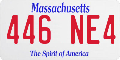 MA license plate 446NE4