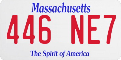 MA license plate 446NE7