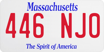 MA license plate 446NJ0