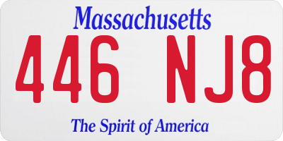 MA license plate 446NJ8