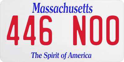 MA license plate 446NO0