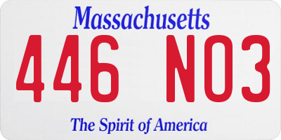MA license plate 446NO3