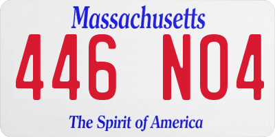 MA license plate 446NO4
