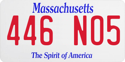 MA license plate 446NO5
