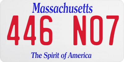 MA license plate 446NO7