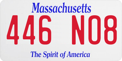 MA license plate 446NO8