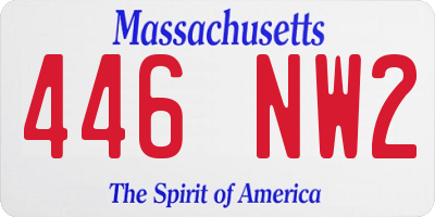 MA license plate 446NW2