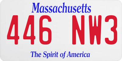 MA license plate 446NW3