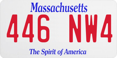 MA license plate 446NW4