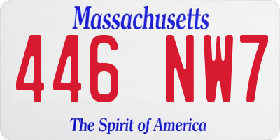 MA license plate 446NW7