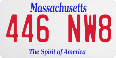 MA license plate 446NW8