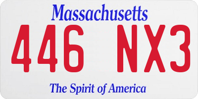 MA license plate 446NX3