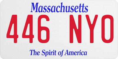 MA license plate 446NY0