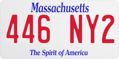 MA license plate 446NY2