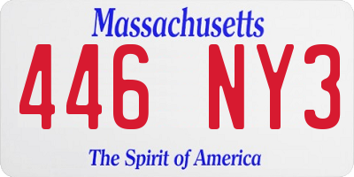 MA license plate 446NY3