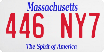 MA license plate 446NY7