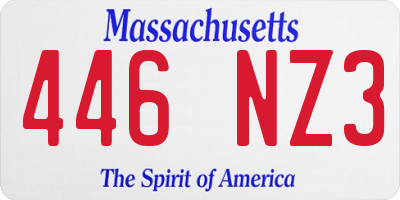 MA license plate 446NZ3