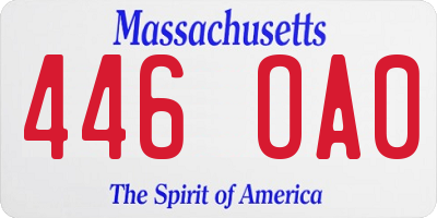 MA license plate 446OA0