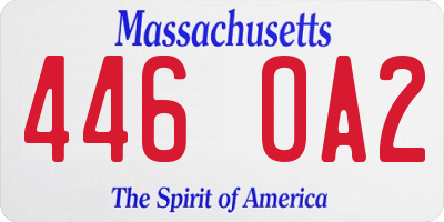 MA license plate 446OA2