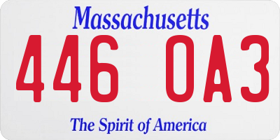 MA license plate 446OA3
