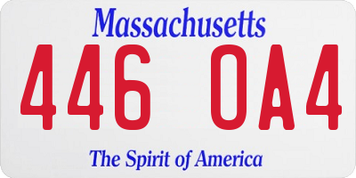 MA license plate 446OA4