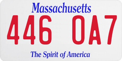 MA license plate 446OA7
