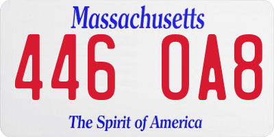 MA license plate 446OA8