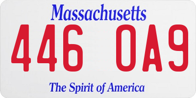 MA license plate 446OA9
