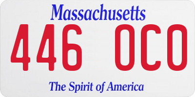MA license plate 446OC0