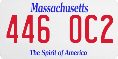 MA license plate 446OC2