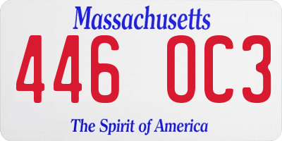 MA license plate 446OC3