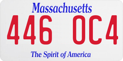 MA license plate 446OC4