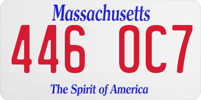 MA license plate 446OC7