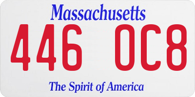 MA license plate 446OC8