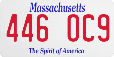 MA license plate 446OC9