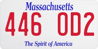MA license plate 446OD2